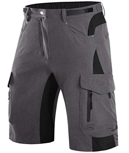 Mountain Bike Short : Wespornow Mountain-Bike-MTB-Shorts for Men Loose-Fit-Baggy-Cycling-Bicycle-Bike-Shorts (Grey, XL)
