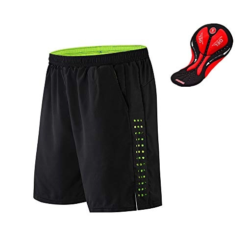 Mountain Bike Short : WOSAWE Men Cycling Shorts Breathable 2 in 1 Running Shorts Quick Dry Loose Fitness Shorts (Black L)