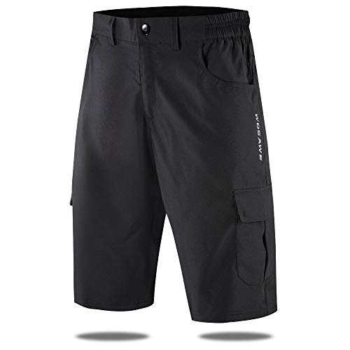 Mountain Bike Short : WOSAWE Men's Bicycle Shorts Lightweight Baggy MTB Half Pants Quick Dry Running Shorts for Leisure Cycling Gym Racing Training (Black XXXL)