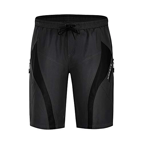Mountain Bike Short : WOSAWE Men's Cycling Shorts 2 in 1 Loose-Fit 3D Gel Padded Mountain Bike Shorts Breathable Showerproof Sport 1 / 2 Pants (Black XXL)
