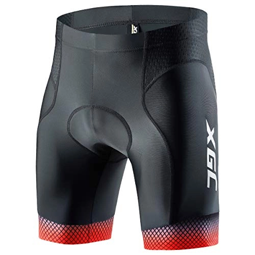 Mountain Bike Short : XGC Men's Cycling Shorts / Bike Shorts And Cycling Underwear With High-Density High-Elasticity And Highly Breathable 4D Sponge Padded (Red, S)