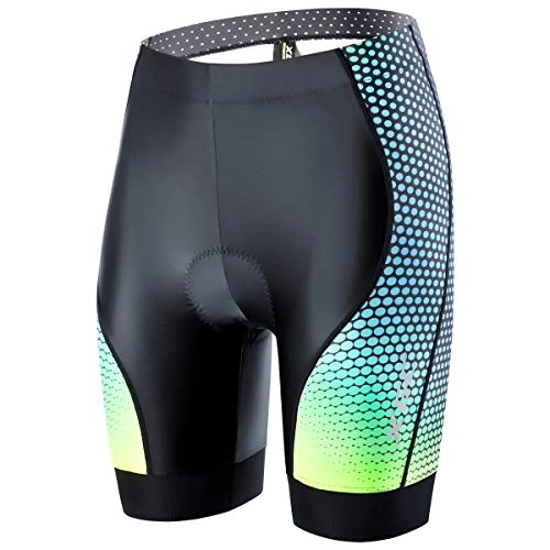 Mountain Bike Short : XGC Women's Quick Dry Cycling Shorts / Bike Shorts And Cycling Underwear With High-Density High-Elasticity And Highly Breathable 4D Sponge Padded (Black_Green, L)