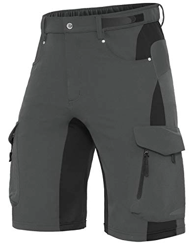 Mountain Bike Short : XKTTAC Men's-Mountain-Bike-Shorts MTB-Shorts Cycling Shorts with Padded 6 Pockets for Bike, Bicycle (Dark Grey, M)