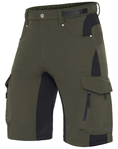 Mountain Bike Short : XKTTAC Men's-Mountain-Bike-Shorts MTB Shorts with 6 Pockets (Green, XX-Large)
