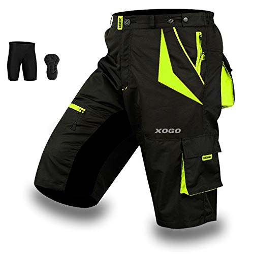 Mountain Bike Short : XOGO MTB Cycling Shorts for Men Coolmax Technology Padded Mens Cycling Shorts Ergonomic Design Sports Shorts with Detachable Inner Lining Large