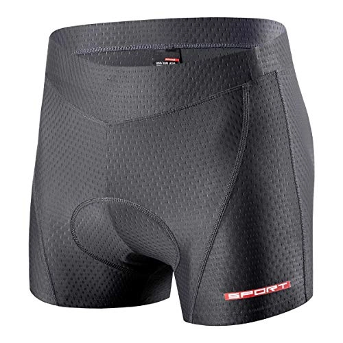 Mountain Bike Short : YanHu Men's Padded Cycling Undershorts Cycle Bike Underwer Shorts With High Density High Elasticity and Highly Breathable 4D Padded (Dark grey, L)