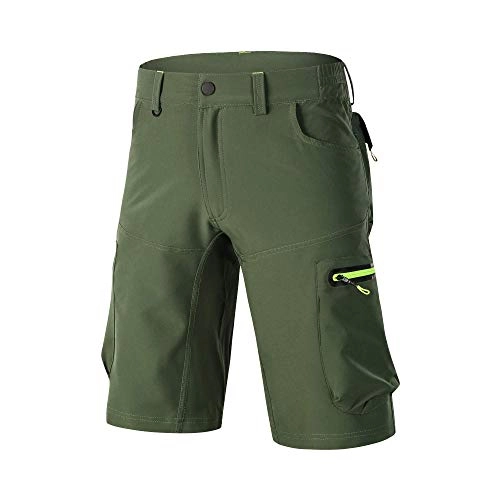 Mountain Bike Short : Ynport Men's Fast Dry Loose Fit MTB Shorts Mountain Bike Cycling Pants with Belt(No Padding) - Green - XXX-Large