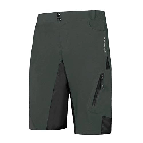 Mountain Bike Short : YOJOLO Men's Mountain Bike Shorts Cycling Shorts Waterproof Breathable Lightweight Reflective MTB Shorts with Pocket Casual Shorts, Gray, L