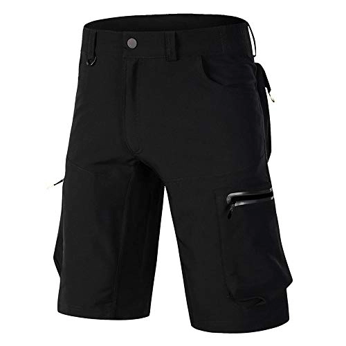 Mountain Bike Short : YUJIA Mens Mountain Bike Biking Shorts Bicycle MTB Shorts Loose Fit Cycling Baggy Lightweight Pants With Zip Pockets Black-5XL
