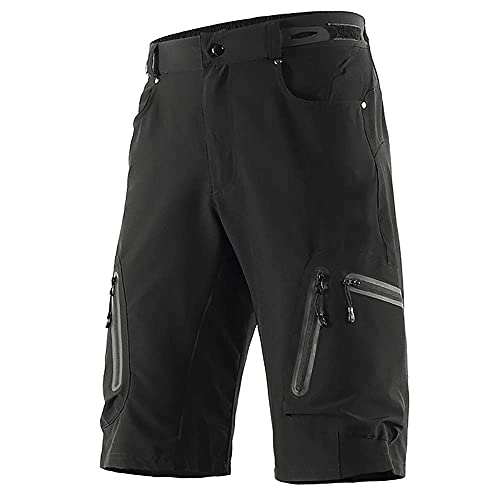 Mountain Bike Short : ZinHen Mens Cycling Shorts, Casual No Padded Mountain Bike Shorts, Quick Dry Breathable Biking Pants Loose Fit Bicycle Shorts for MTB Running Outdoor Sports (Black, L)
