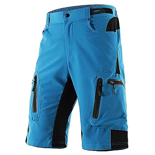Mountain Bike Short : ZinHen Mens Cycling Shorts, Casual No Padded Mountain Bike Shorts, Quick Dry Breathable Biking Pants Loose Fit Bicycle Shorts for MTB Running Outdoor Sports (Blue, L)