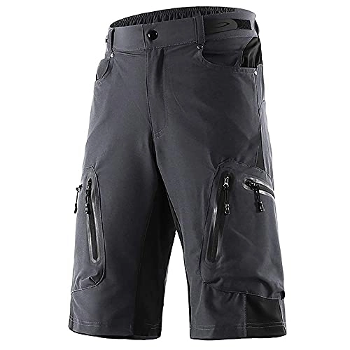 Mountain Bike Short : ZinHen Mens Cycling Shorts, Casual No Padded Mountain Bike Shorts, Quick Dry Breathable Biking Pants Loose Fit Bicycle Shorts for MTB Running Outdoor Sports (Grey, S)