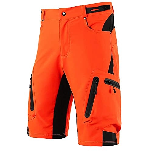 Mountain Bike Short : ZinHen Mens Cycling Shorts, Casual No Padded Mountain Bike Shorts, Quick Dry Breathable Biking Pants Loose Fit Bicycle Shorts for MTB Running Outdoor Sports (Orange, XL)