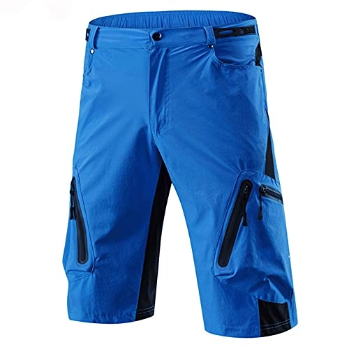Mountain Bike Short : ZXJ Men's Cycling Shorts Breathable Mountain Bike Shorts Lightweight And Baggy Outdoor Running Undershorts Gym Training Pants (Color : Blue, Size : XXXL)