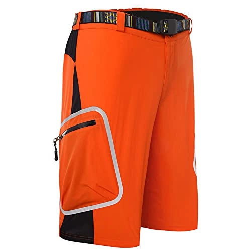 Mountain Bike Short : ZXJ Mens Cycling Shorts MTB Mountain Breathable Lightweight And Baggy Shorts With Belt Quick Dry And Breathable (Color : Orange, Size : XXXXL)