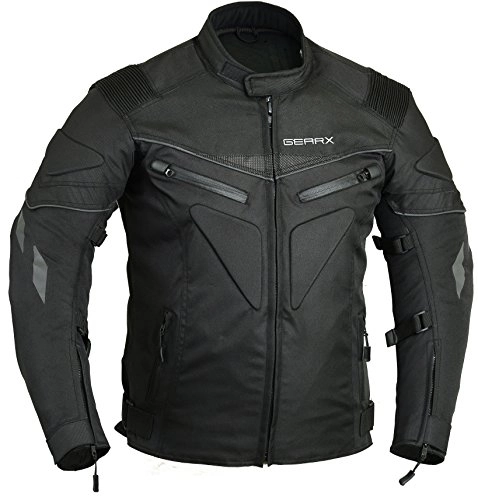 Protective Clothing : GearX Spine paded Motorcycle Jacket Waterproof Breathable with Armours, Black, M