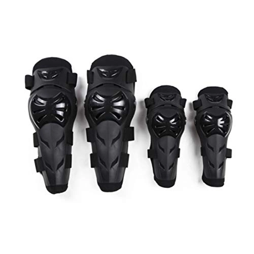Protective Clothing : LNLW Adult Knee Shin Guard Dirt Bike Motorcycle Body Armor Motocross Cycling Elbow and Pads Protector Armors Set for Riding Skating-4pcs (Color : Black)