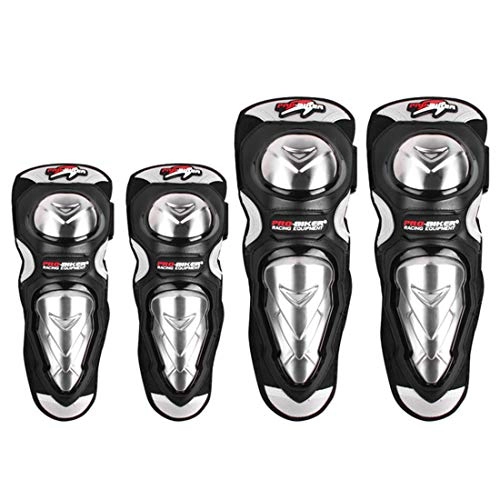 Protective Clothing : LNLW Adult Knee Shin Guard Dirt Body Armor Motorcycle Protective Equipment Pads Elbow Thick Stainless Steel - 4pcs (Color : Black)