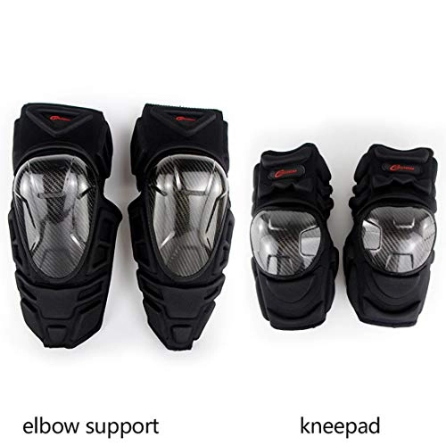 Protective Clothing : LNLW Racing Knee Guards Pads Braces Protective Gear Motocross Cycling Elbow and Protector Guard Armors Set Black For Skating Skiing-4pcs (Color : Black)