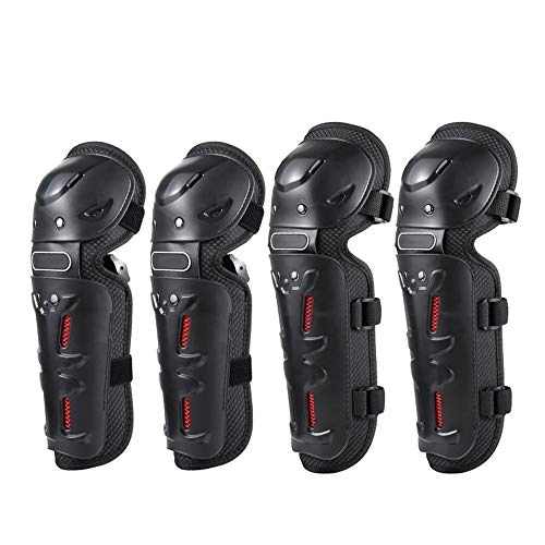 Protective Clothing : LSWL 4PCs Cycling Knee Brace And Elbow Guards Bicycle MTB Bike Motorcycle Riding Knee Support Protective Pads Guards (Color : Black)