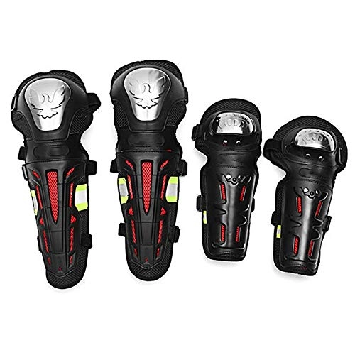 Protective Clothing : MxZas Knee Pads Non-slip 4Pcs Knee Pads Elbow Protector Guard Wrist Kneecap Knee Shin Brace For Motorcycle (Color : Black, Size : One size)