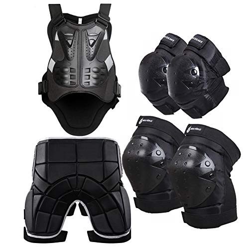 Protective Clothing : TZTED Protective Gear Motorbik Body Armor with Kit Motocross Elbow & Knee Pads Shin Body Guard ATV Racing Motorcycle Protective Gear Mountain Cycling Skating Snowboarding, Black