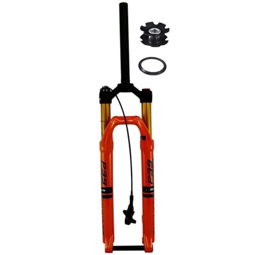 Mountainbike Gabeln : 1-1 / 8'' Gerader Rohr MTB Bike Luftfedergabel 27.5 29 Zoll Fahrrad Vordergabel Federweg 120mm Steckachse 100×15 Scheibenbremse Manuell Fernverriegelung (Color : Orange Remote, Size : 29inch)