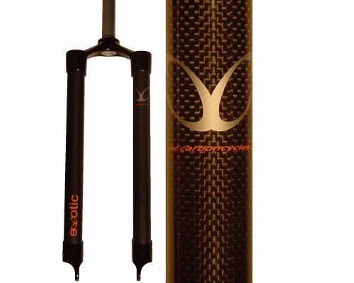 Mountainbike Gabeln : eXotic Mountainbike-Gabel aus starrem Carbon, Scheibenspezifisch 42, 5 cm für 66 cm (26 Zoll) MTB-Räder