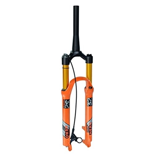 Mountainbike Gabeln : Mountainbike Luft Federgabeln 26 / 27.5 / 29 MTB-Gabel Federweg 120mm Luftgabel 1-1 / 8'' Gerades / konisches Rohr Fahrrad-Vorderradgabel Scheibenbremse Remote Lockout 9mm QR ( Color : Orange Tapered , Size :