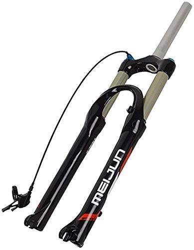 Mountainbike Gabeln : Pkfinrd MTB 26 Zoll Fahrrad Federgabel MTB Gabel Legierung Luft Smart Lock Hub: 100 mm, Weiss (Color : Black)
