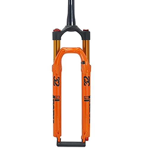 Mountainbike Gabeln : Radausrüstung Mountainbike Kegelrohr Vordere Gabel Schultersteuerung Stoßdämpfer Vordere Gabel Dämpfungseinstellung 27, 5 29 Zoll 120mm für Fahrrad (Color : Orange, Size : 29inch)