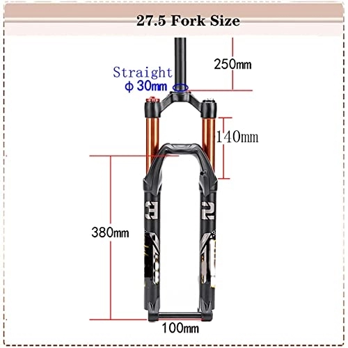 Mountainbike Gabeln : SSTARO Fahrrad-Luftfedergabeln Aluminiumlegierung 26 / 27, 5 / 29 Fahrrad-Vorderradgabel MTB-Gabel mit 15 mm Steckachse Fahrradzubehör (Color : Straight-27.5)