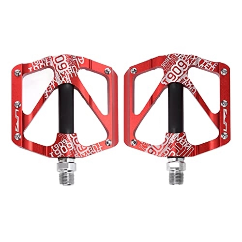 Mountainbike-Pedales : 2 Stück Mountainbike-Pedal Aluminiumlegierung Ultraleichtes Anti-Rutsch-Fahrradlager-Pedal, mit Rutschfesten Nägeln, Hohles Design(rot)