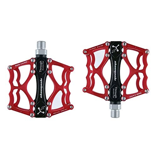 Mountainbike-Pedales : Anmy Fahrradpedale Mountain Bike Pedal Palin Pedal Aluminium-Legierung Pedal Mehrfarben Optional Fahrradlager Fußpedal (Color : Red, Size : One Size)
