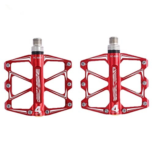 Mountainbike-Pedales : BGGPX Leichte Aluminium-Fahrrad-Pedale Anti-Rutsch-Berg Fixed Gear Treadle mit 4 Kugellager Fahrradzubehör Pedal (Color : Red)