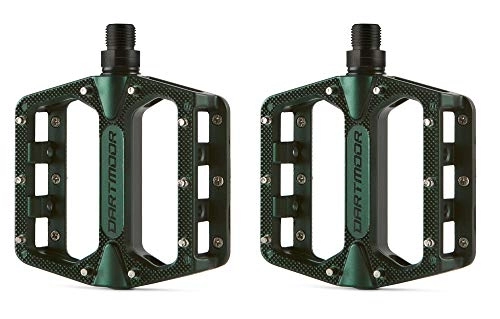 Mountainbike-Pedales : DARTMOOR Stream Flache Aluminium-Pedale für Mountainbikes, Scout Green, 90x95mm