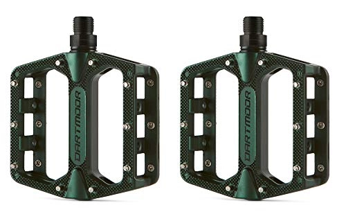 Mountainbike-Pedales : DARTMOOR Stream Pedale flach Aluminium MTB Unisex Erwachsene, Scout Green, 90 x 95 mm