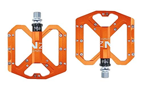 Mountainbike-Pedales : Denkqi Plattfuß Ultra Mountain Bike Pedale MTB CNC-Aluminiumlegierung Sealed 3 Lager Anti-Rutsch-Fahrradpedale Fahrradteile (Color : Orange)