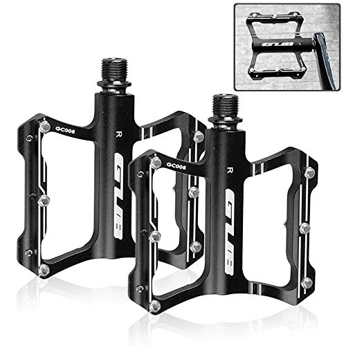 Mountainbike-Pedales : E-CHENG Bicycle Pedals Bearing Bike Pedals Chrome-Molybdenum Steel Mountain Bike Pedals BMX Cycling Pedals - Shiny Cool Grey / Red / Black