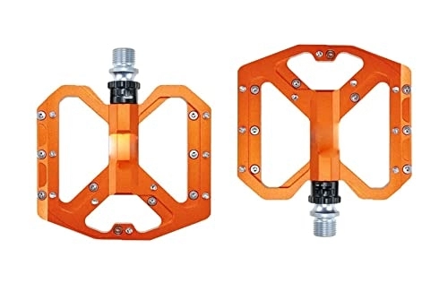 Mountainbike-Pedales : FURLOU Plattfüße, ultraleichtes Mountainbike-Pedal, MTB, CNC-Aluminiumlegierung, versiegelt, 3 Lager, rutschfestes Fahrradpedal, Fahrradteile (Color : Orange)