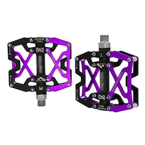 Mountainbike-Pedales : HHERE Men 1 Paar Mountainbike-Pedale, Ultra Strong Bunte CNC gefrste 9 / 16, 105x 91x 26mm (Color : Purple)