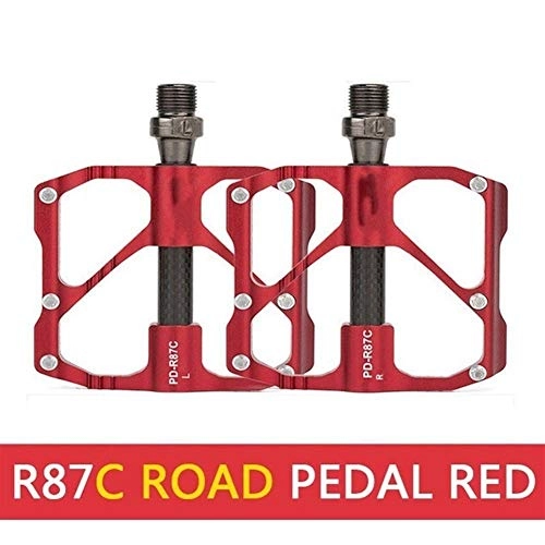 Mountainbike-Pedales : HNZZ Fahrradpedal Pedal Quick Release-Straßen-Fahrrad-Pedal-Anti-Rutsch-Ultra Mountain Bike Pedal Carbon-Faser-3 Bearings Pedale (Color : RCRed)
