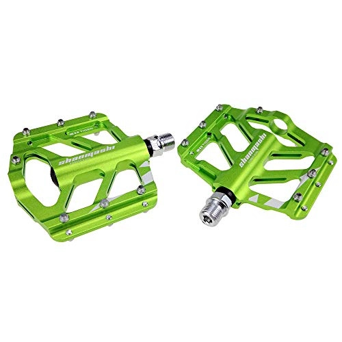 Mountainbike-Pedales : KDOAE Fahrradpedale Mountain Bike Pedal 1 Paar Aluminium-Legierung Antiskid Durable Fahrradpedale Oberfläche for Rennrad 6 Farben (SMS-Tiger) für Straßen-Berg (Color : Green)