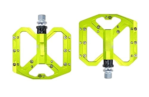 Mountainbike-Pedales : KLYSO Flache Füße Ultra Light Mountain Bike Pedal MTB CNC Aluminiumlegierung versiegelte 3 Lageranteile Antiskid Bike Pedal Teile (Color : Green)