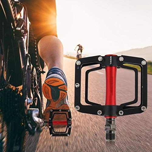 Mountainbike-Pedales : KUIDAMOS 1 Paar Mountainbike-Pedale Anti-Deformations-Anti-Rutsch, für Ersatzteile für Fahrradfahrer(Black red)