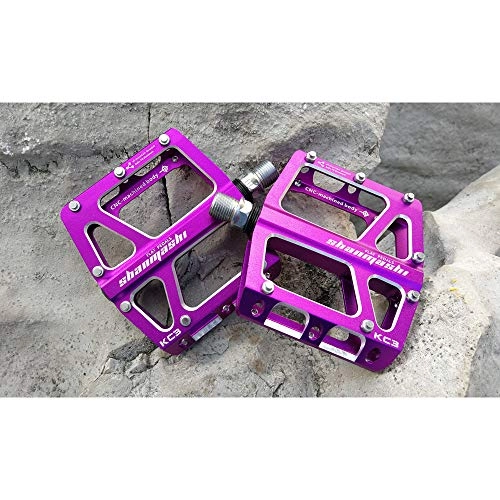 Mountainbike-Pedales : NEHARO Fahrradfahrplattformpedal Mountain Bike Pedal 1 Paar Aluminium-Legierung Antiskid Durable Fahrradpedale Oberfläche for Rennrad MTB Bike 6 Farben (KC3) Fahrradteile (Color : Purple)