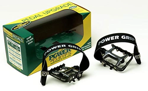 Mountainbike-Pedales : Power Grips High Performance vormontiert Trageriemen / Pedal-Kit, schwarz