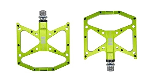 Mountainbike-Pedales : QSCTYG Fahrradpedale Ultralight Flat Foot Mountain Bike Pedale MTB CNC Aluminiumlegierung versiegelt 3 Lager Anti Slip Fahrradpedale Fahrradteile 62 (Color : Green)