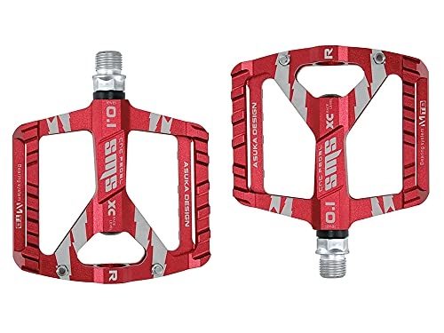 Mountainbike-Pedales : RWEAONT MTB-Fahrradpedale-Siegel-Lager-Achse CNC Aluminiumlegierung Ultraleicht rutschfeste rutschfeste Flache Foot Mountainbike-Pedal (Color : Red)