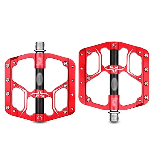 Mountainbike-Pedales : Rwlre Fahrradpedale, Flache Fahrradpedale MTB 3 Abgedichtete Lager Fahrradpedale Mountainbike Pedal Breite Plattformpedale Zubehör Teil (Color : Red, Size : Electroplating)